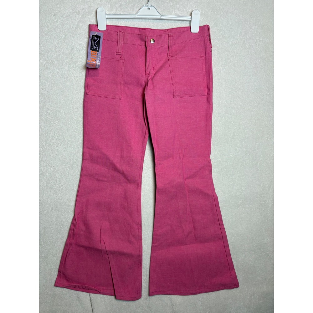 Vintage Maverick Pink Bell Bottom Rigid Jeans 70s USA Junior 13 33" waist